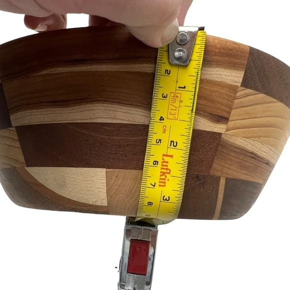 Segmented Hand-Turned Exotic Wood Bowl Geometric Pattern Food-Safe Signed VF 13? - Picture 5 of 8